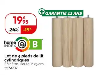 Weldom Lot de 4 pieds de lit cylindriques offre