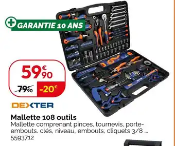 Weldom DEXTER Mallette 108 outils offre