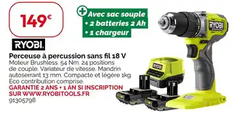 Weldom RYOBI Perceuse à percussion sans fil 18 V offre