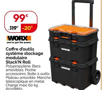 Weldom WORX Coffre d'outils système stockage modulaire stack'n roll offre