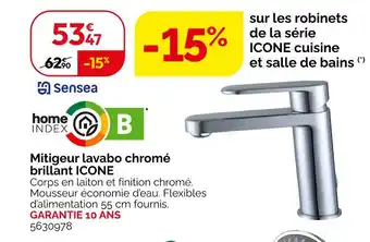 Weldom SENSEA Mitigeur lavabo chromé brillant icone offre