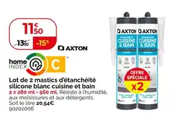 Weldom AXTON Lot de 2 mastics d'étanchéité silicone blanc cuisine et bain offre