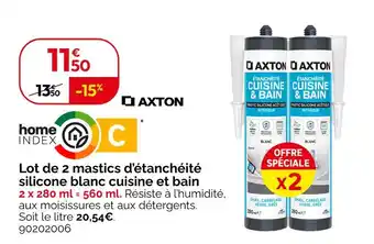 Weldom AXTON Lot de 2 mastics d'étanchéité silicone blanc cuisine et bain offre