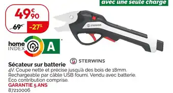 Weldom Sterwins Sécateur sur batterie offre