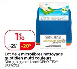 Weldom Lot de 4 microfibres nettoyage quotidien multi couleurs offre