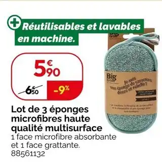 Weldom Big Bros Lot de 3 éponges microfibres haute qualité multisurface offre