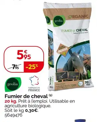 Weldom GEOLIA Fumier de cheval offre