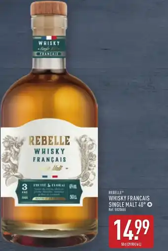 ALDI Rebelle whisky francais single malt 40° offre