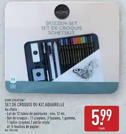 ALDI Home creation set de croquis ou kit aquarelle offre