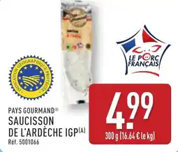 ALDI Pays gourmand saucisson de l'ardèche igp offre