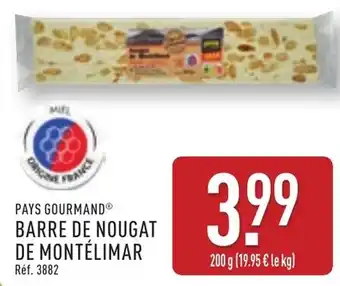 ALDI Pays gourmand barre de nougat de montélimar offre