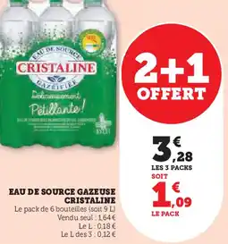 Hyper U Cristaline eau de source gazeuse offre