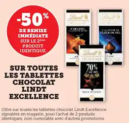 Hyper U Lindt excellence sur toutes les tablettes chocolat offre