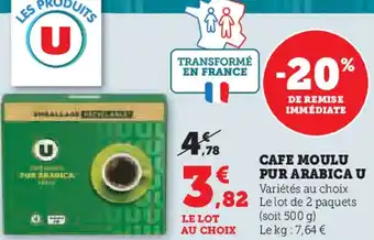 Hyper U U cafe moulu pur arabica offre