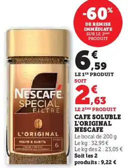 Hyper U Nescafe cafe soluble l'original offre