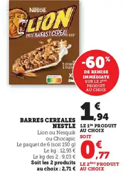 Hyper U Nestle barres cereales offre