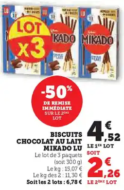 Hyper U Mikado LU biscuits chocolat AU lait offre