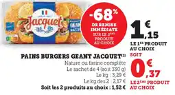 Hyper U Jacquet pains burgers geant offre