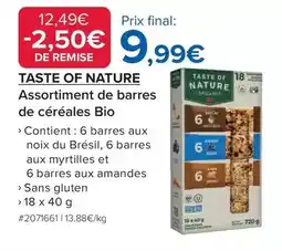 Costco Taste of nature - assortiment de barres de céréales bio offre