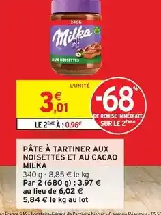 Intermarché Milka - pâte à tartiner aux noisettes et au cacao offre