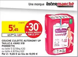 Intermarché Pommette - couche culotte autonomy up taille 6 +16kg offre