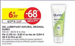 Intermarché Durex - gel lubrifiant natural original offre