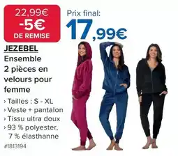 Costco Jezebel - ensemble 2 pièces en velours pour femme offre