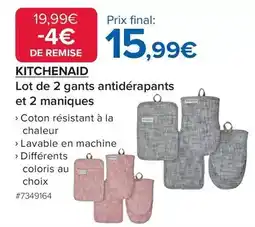 Costco Kitchenaid - lot de 2 gants antidérapants et 2 maniques offre