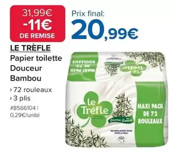 Costco Le trèfle - papier toilette douceur bambou offre