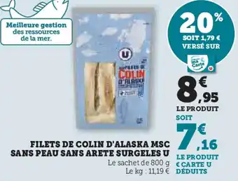 Hyper U Filets de colin d'alaska msc sans peau sans arete surgeles U offre