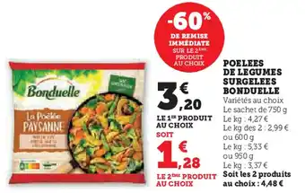 Hyper U Bonduelle poelees de legumes surgelees offre