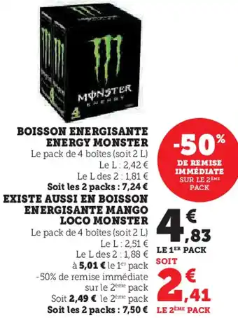 Hyper U Monster boisson energisante energy offre