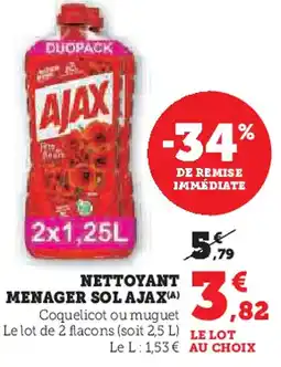 Hyper U Ajax nettoyant menager sol offre