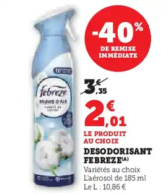 Hyper U Febreze desodorisant offre