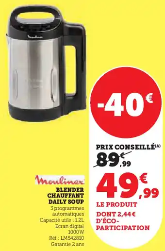 Hyper U Moulinex blender chauffant daily soup offre