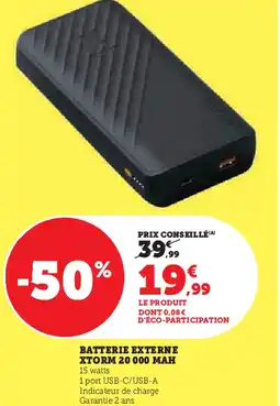 Hyper U Batterie externe xtorm 20 000 mah offre