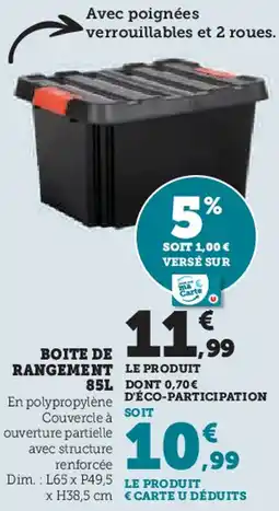 Hyper U BOITE DE RANGEMENT offre