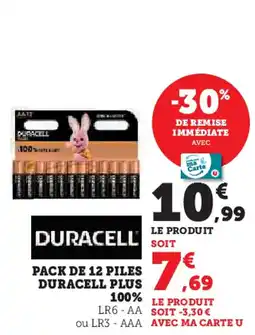 Hyper U Duracell pack de 12 piles duracell plus 100% offre