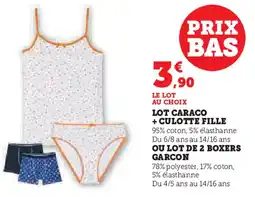 Hyper U Lot caraco + culotte fille offre