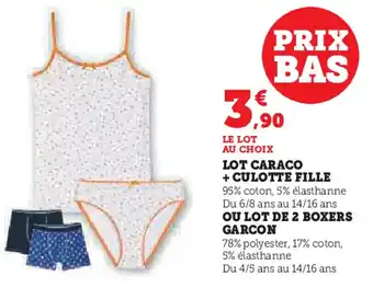 Hyper U Lot caraco + culotte fille offre