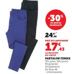 Hyper U Pantalon femme offre