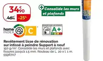 Weldom Revêtement lisse de rénovation sur intissé à peindre support à neuf offre