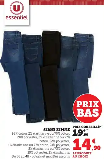 Hyper U U essentiel jeans femme offre