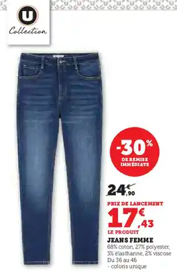 Hyper U U collection jeans femme offre