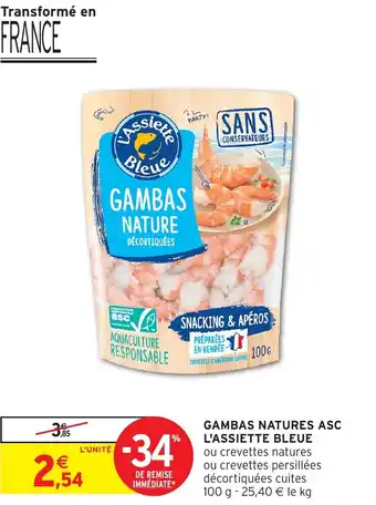 Intermarché L'assiette bleue gambas natures asc offre