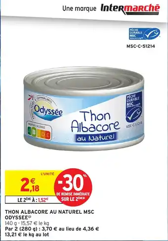 Intermarché Odyssee thon albacore au naturel MSC offre