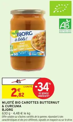 Intermarché Bjorg mijoté bio carottes butternut & curcuma offre