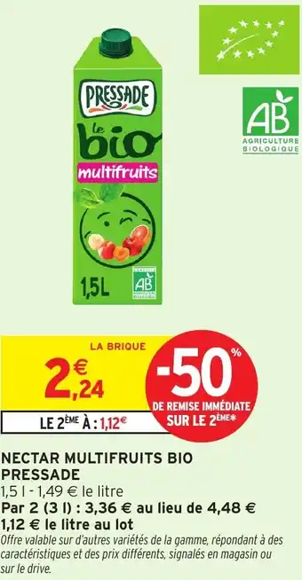 Intermarché Pressade nectar multifruits bio offre