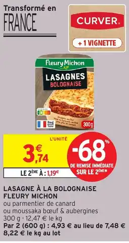 Intermarché Fleury michon lasagne à la bolognaise offre