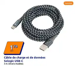 Action Câble de charge et de données Sologic USB-C offre